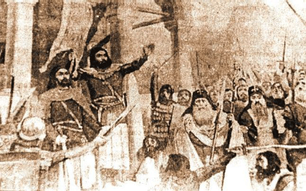 Petru şi Asan ridicând la luptă pe vlahi şi bulgari contra Imperiului Bizantin, foto tomoniu.ro